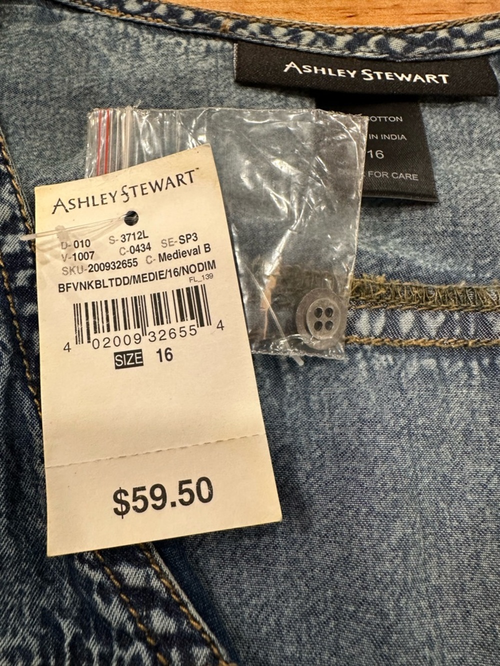Ashley Stewart Denim Maxi Dress Size 16 NWT Bohemian Western Coastal Cowgirl - Picture 7 of 10